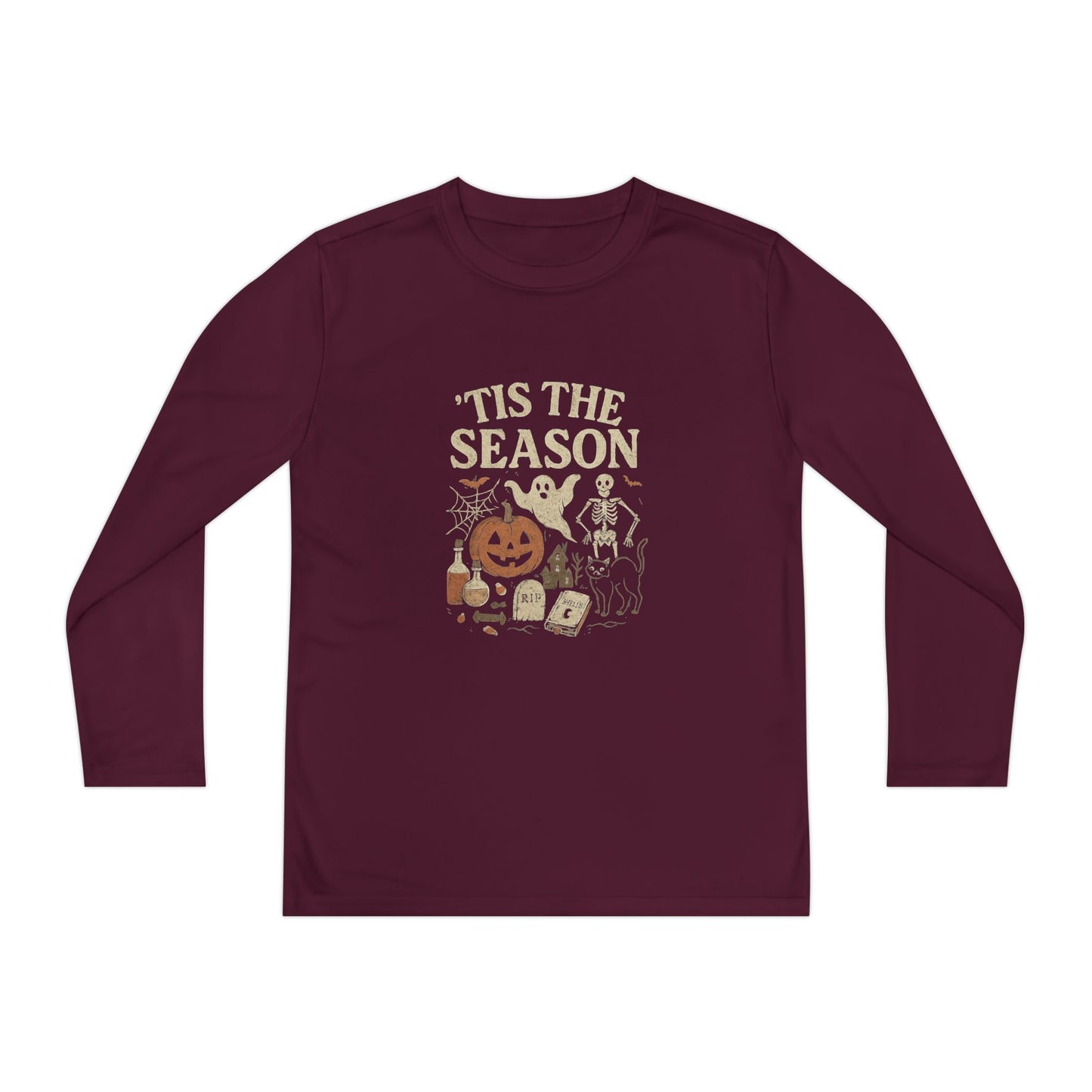 ‘Tis the Season Halloween  | Vintage Spooky Season Shirt with Ghost, Skeleton & Pumpkin | Retro Halloween Graphic Tee for Fall