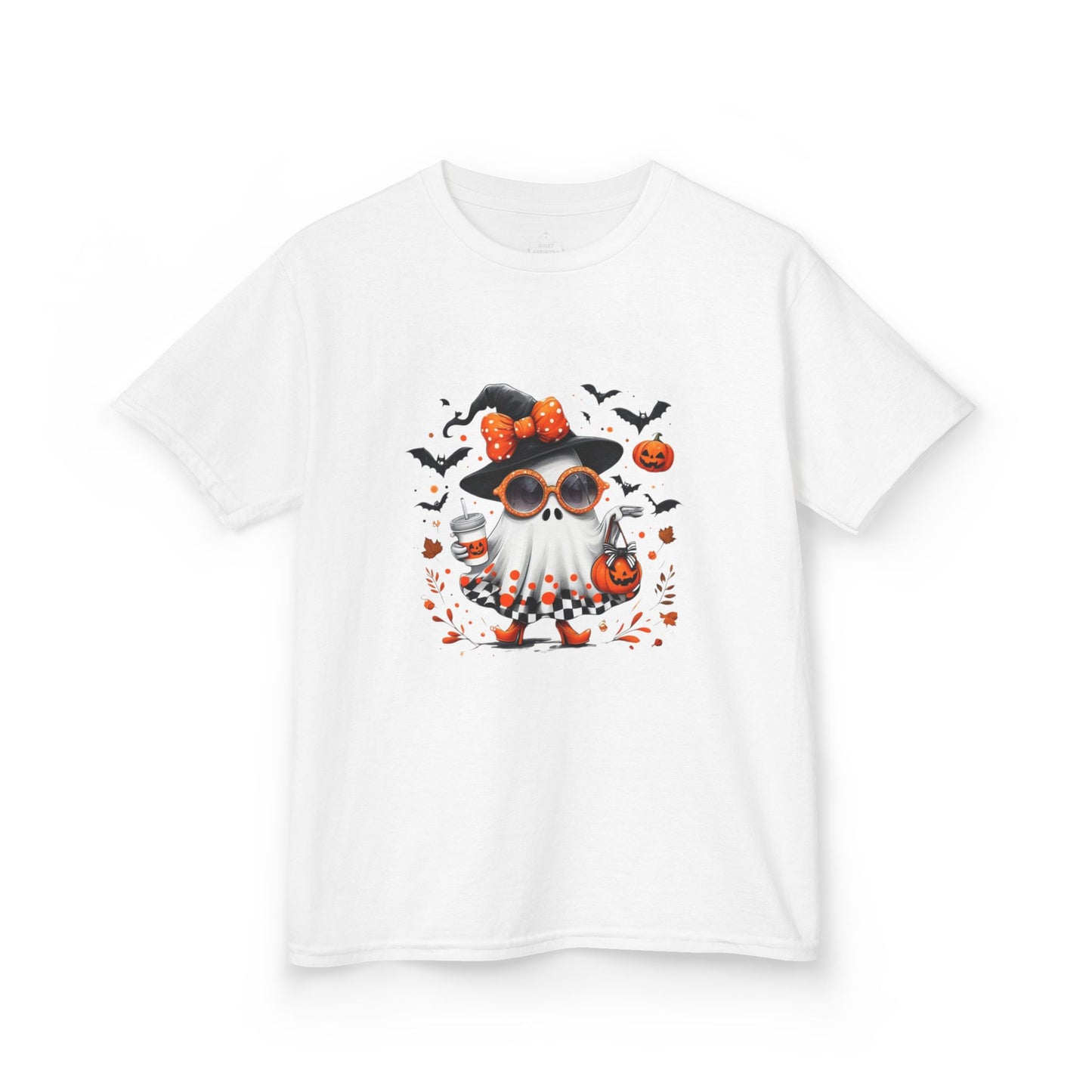 Cute Halloween Ghost T-Shirt | Trendy Witch Ghost Outfit | Spooky Fall Shirt for Women | Pumpkin Aesthetic Halloween Apparel Gift , Kids T-Shirts