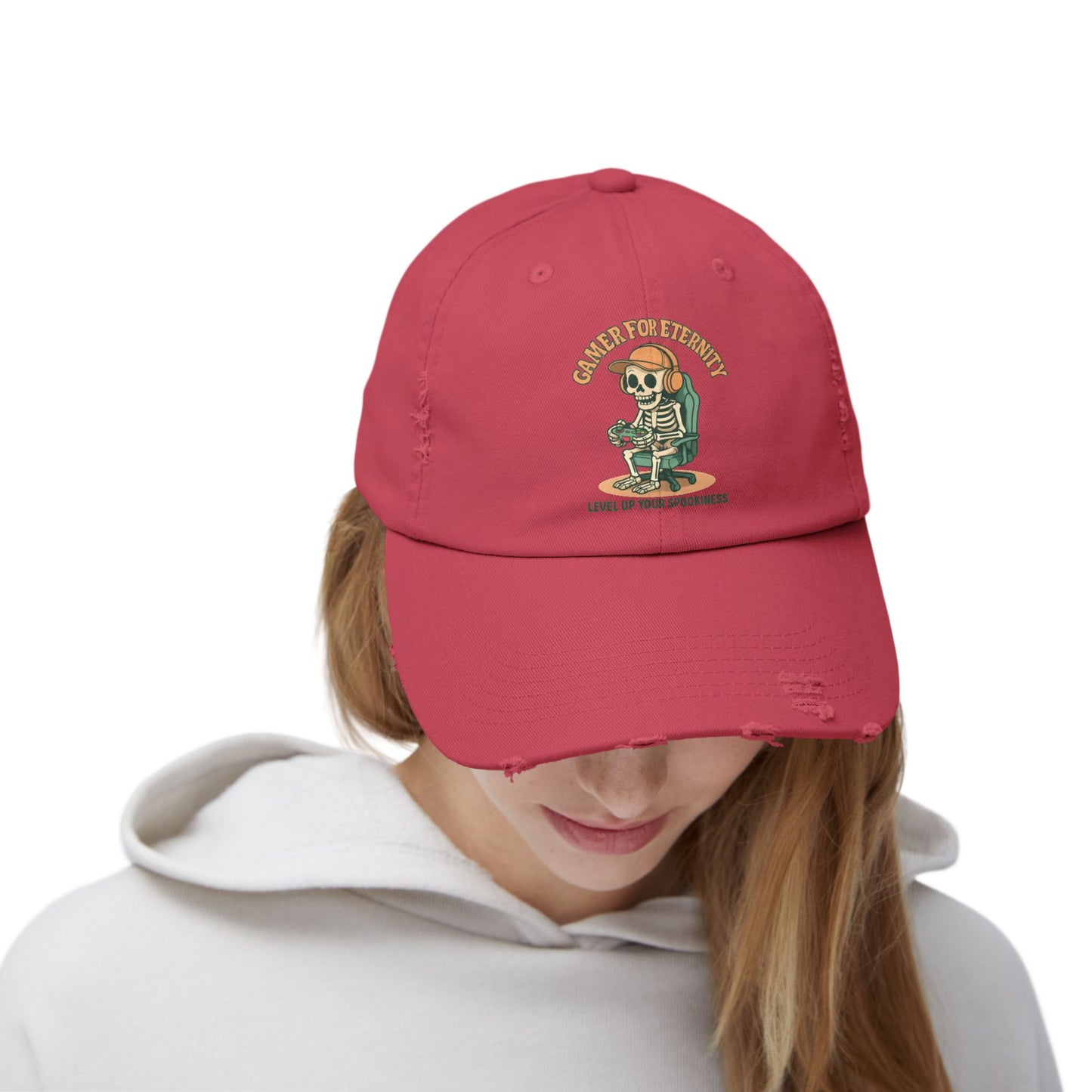 Unisex Distressed Cap Featuring 'Cancer for Eternity' Design – Quirky, Casual Headwear for Everyday Wear, Gifts, Festivals, and More, Distressed cap