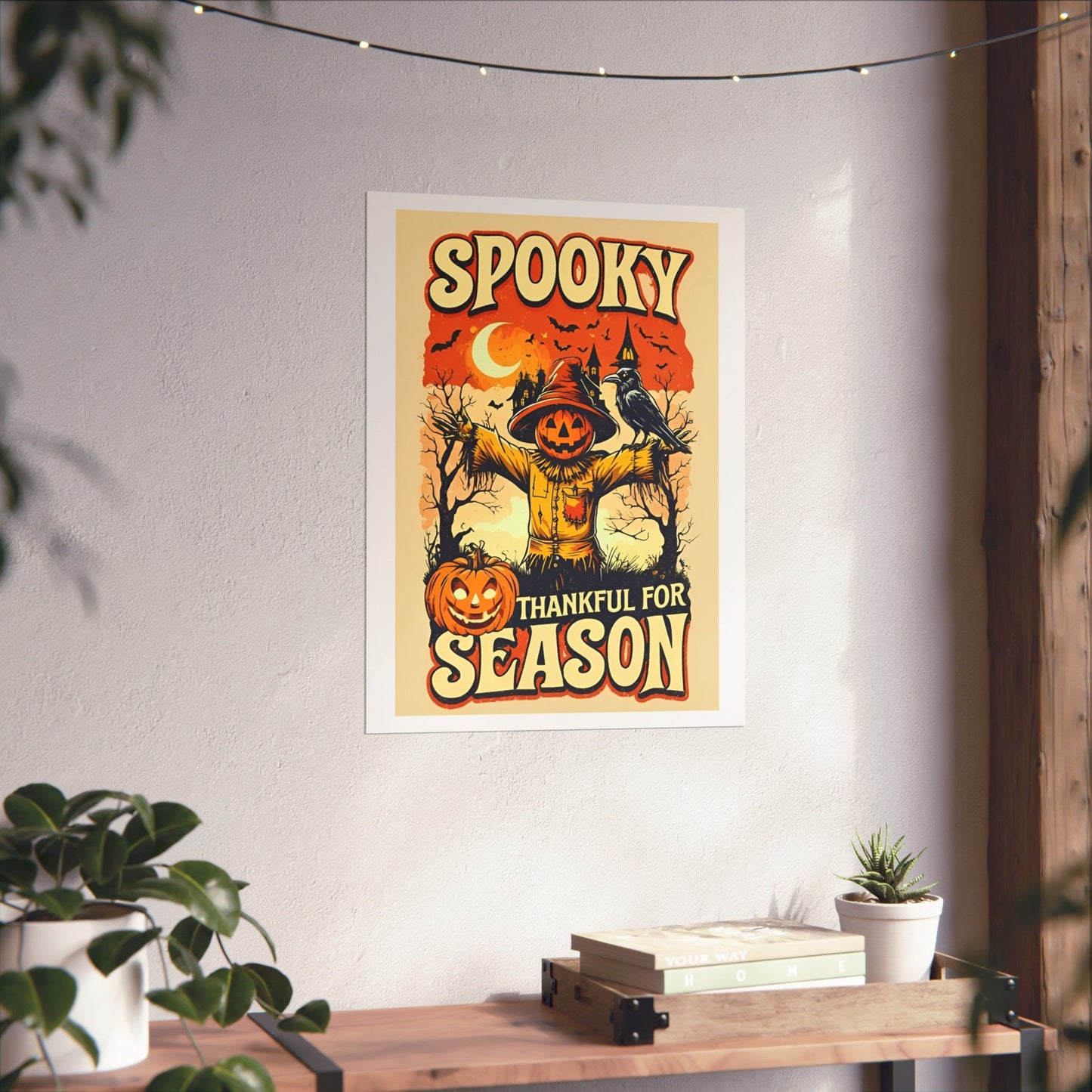 Spooky Thankful for the Season Halloween Scarecrow Vintage Design Poster