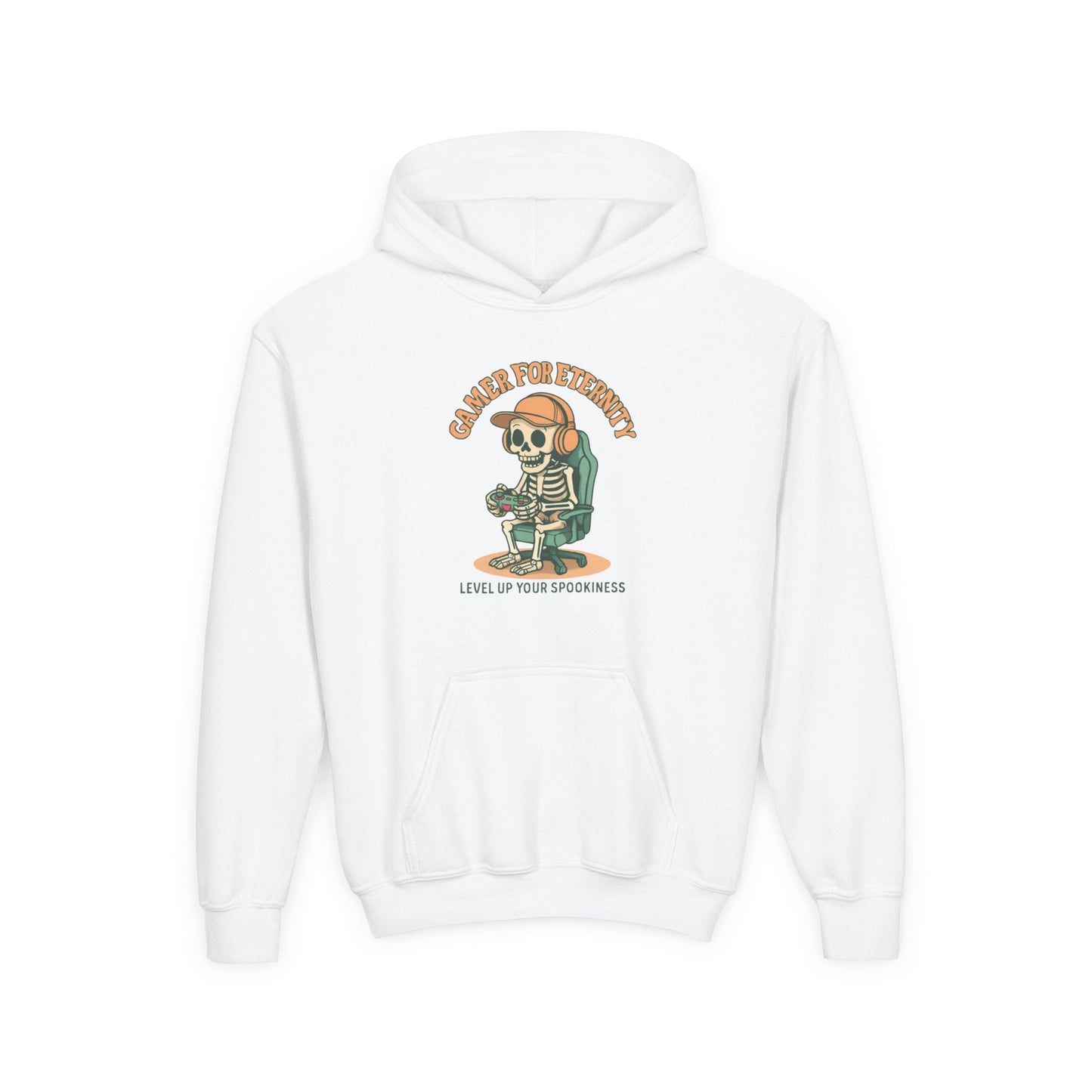 Cool Skeleton Gamer Youth Hoodie, Casual Streetwear, Perfect for Gamers, Halloween, Birthday, and Everyday Wear, Kids Hoodies