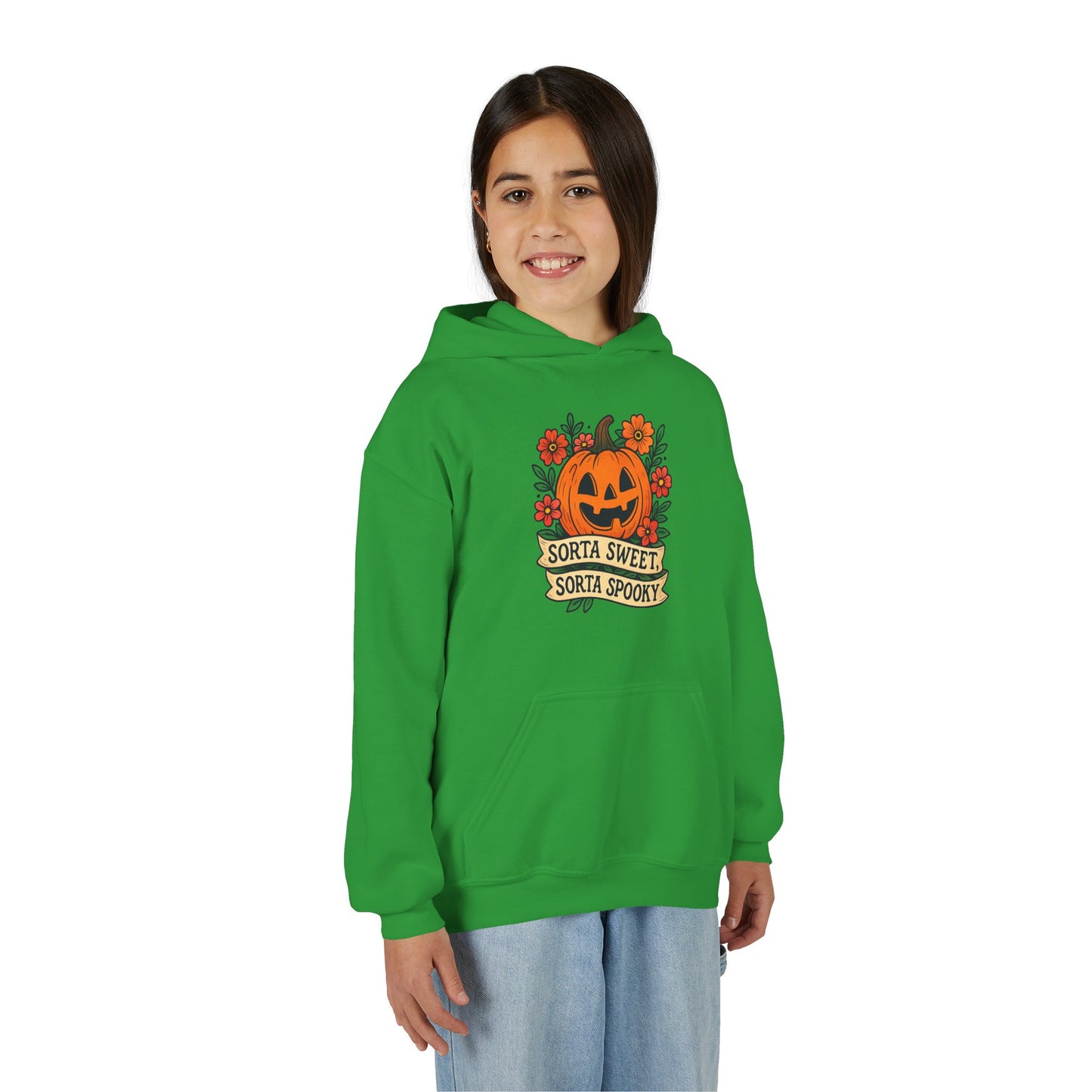 Cute Pumpkin Design – Sorta Sweet, Sorta Spooky Halloween Artwork Kids Hoodies