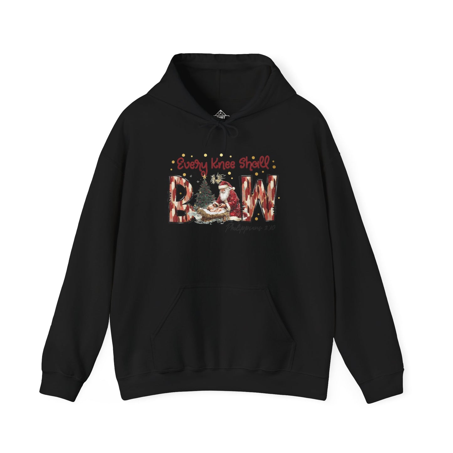 Every Knee Shall Bow Philippians 2:10 | Christian Christmas Design with Santa & Baby Jesus | Faith-Based Holiday Gift