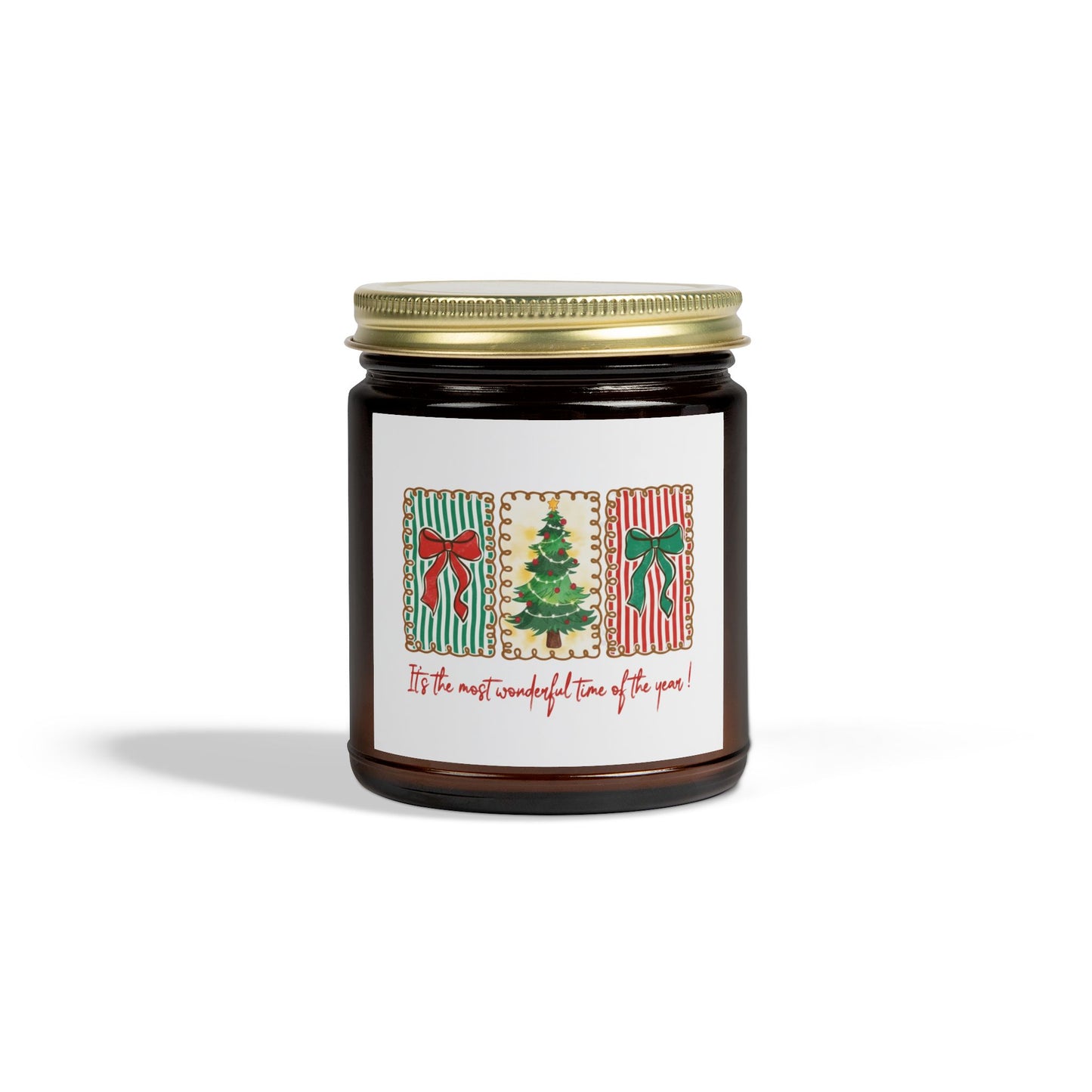 Festive Christmas Tree & Bow Design | It’s the Most Wonderful Time of the Year – Holiday Shirt, Mug, Tote & Home Decor Candle