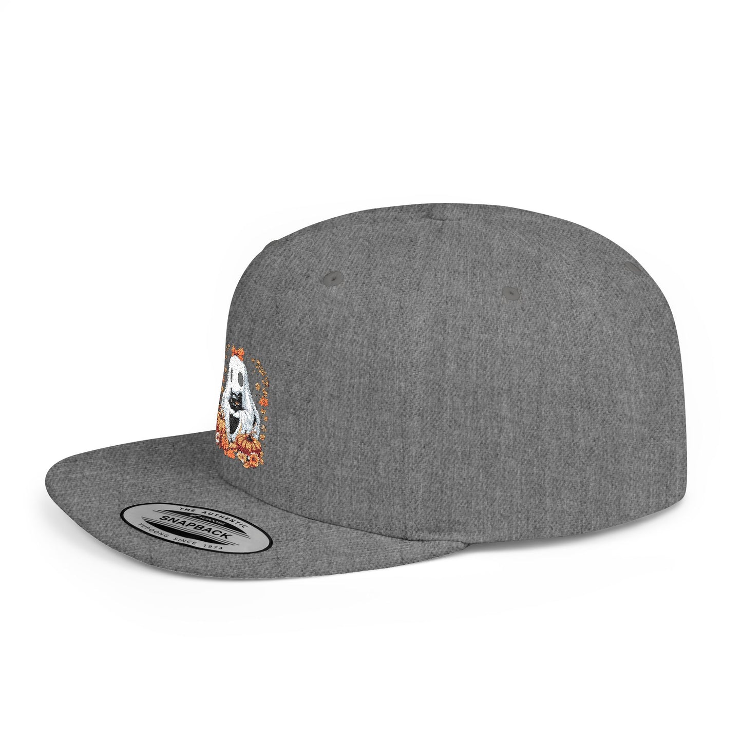 Cute Ghost and Black Cat Halloween T-Shirt | Cozy Fall Pumpkin Shirt | Spooky Season Aesthetic Apparel Gift for Halloween Lovers Snapback Cap