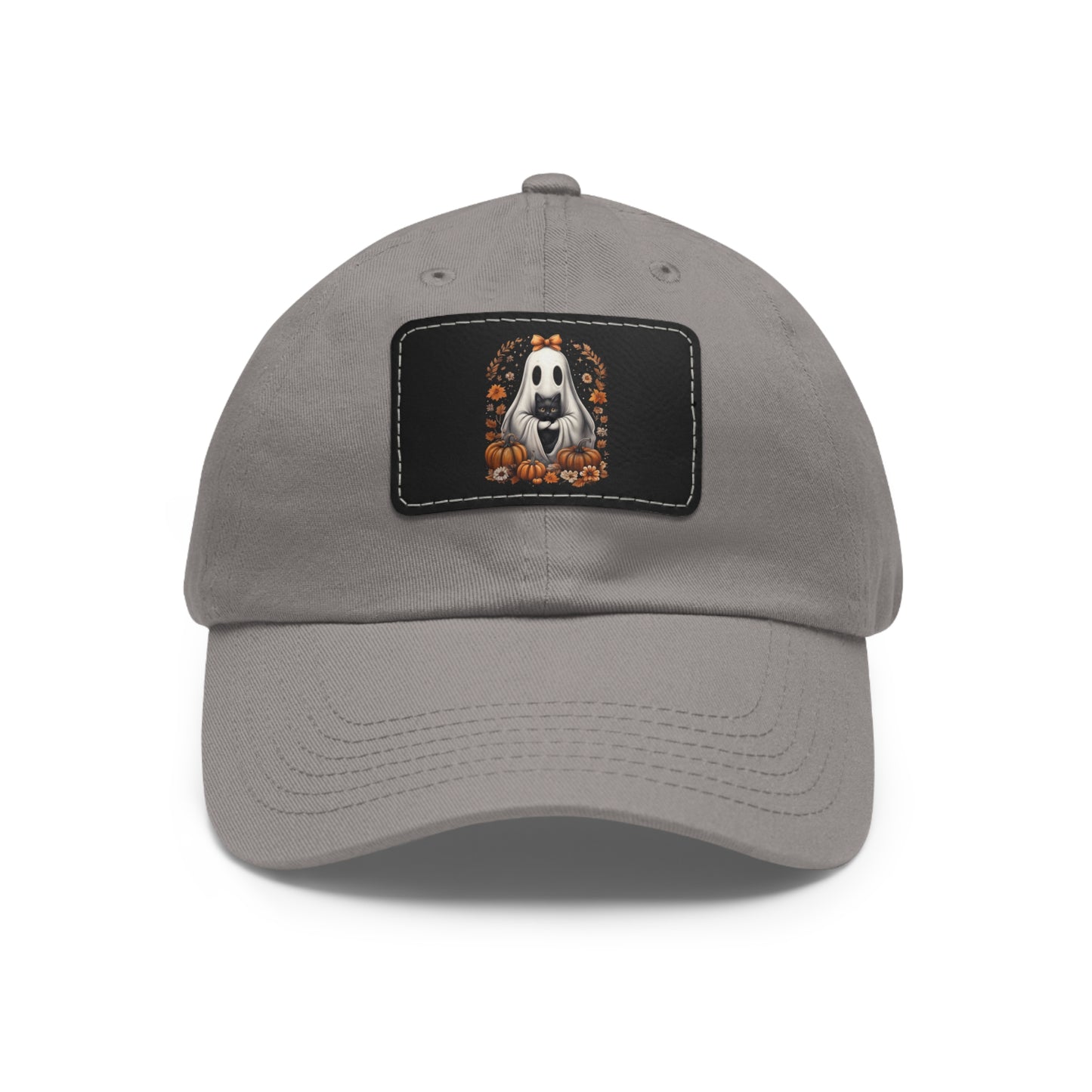 Cute Ghost and Black Cat Halloween T-Shirt | Cozy Fall Pumpkin Shirt | Spooky Season Aesthetic Apparel Gift for Halloween Lovers Dad Hat