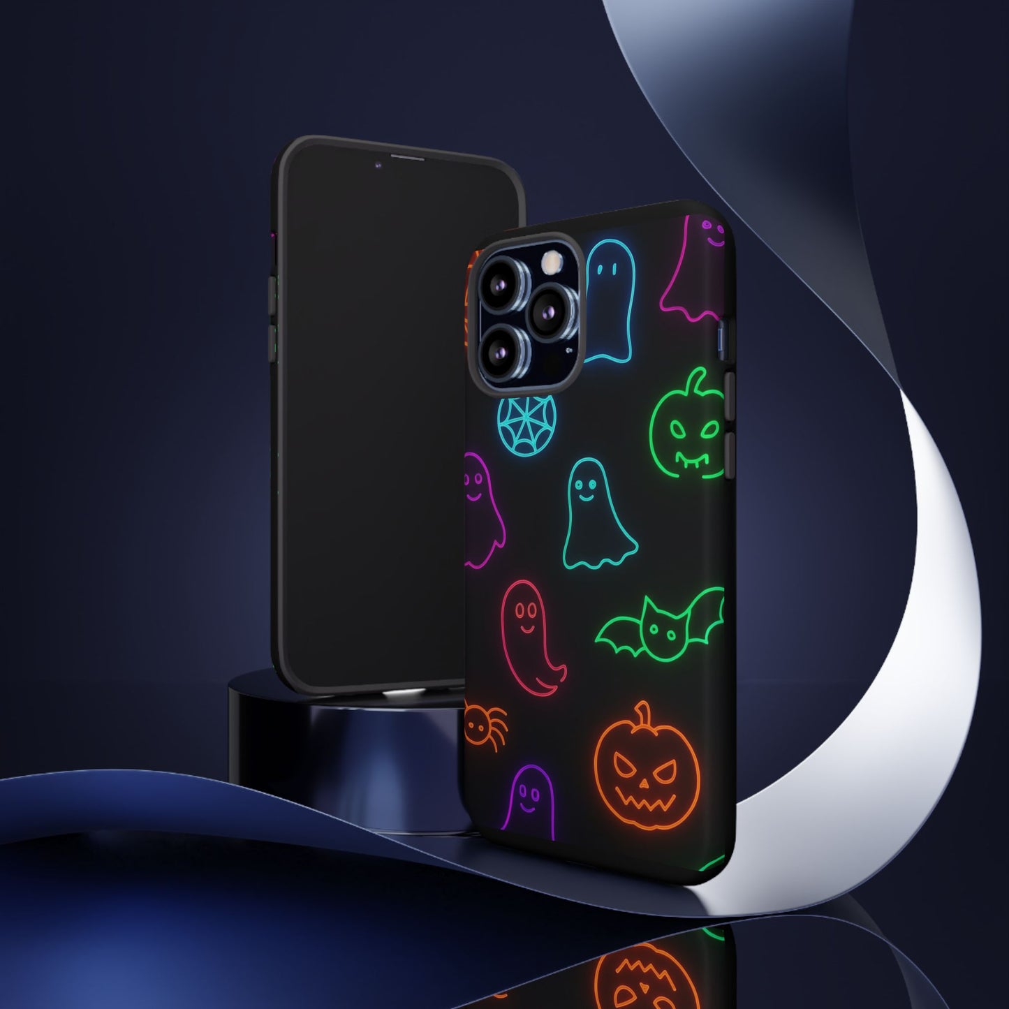 Neon Halloween Pattern | Cute Ghosts, Pumpkins & Bats Glow Design Phone Cases