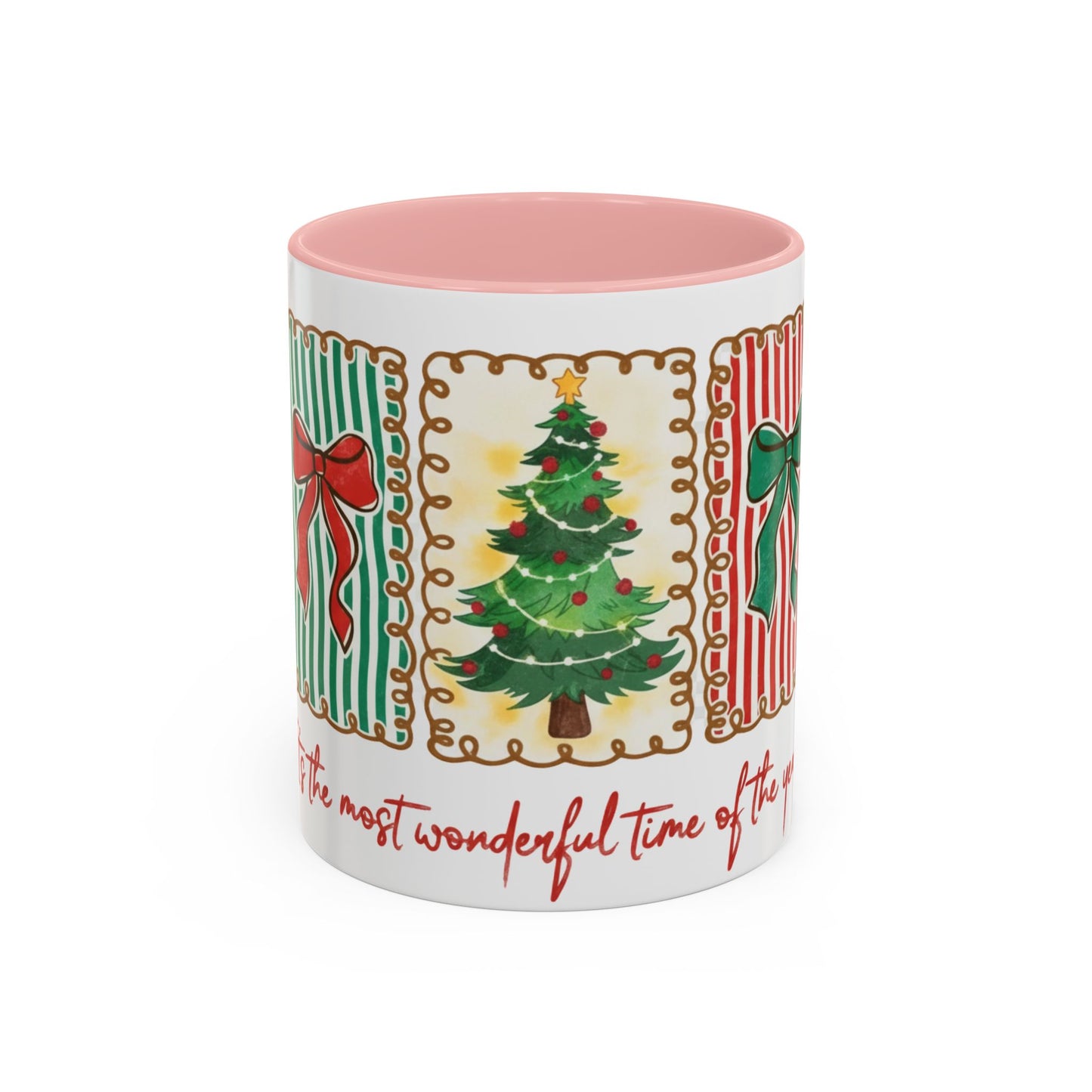 Festive Christmas Tree & Bow Design | It’s the Most Wonderful Time of the Year – Holiday Shirt, Mug, Tote & Home Decor Accent Mug