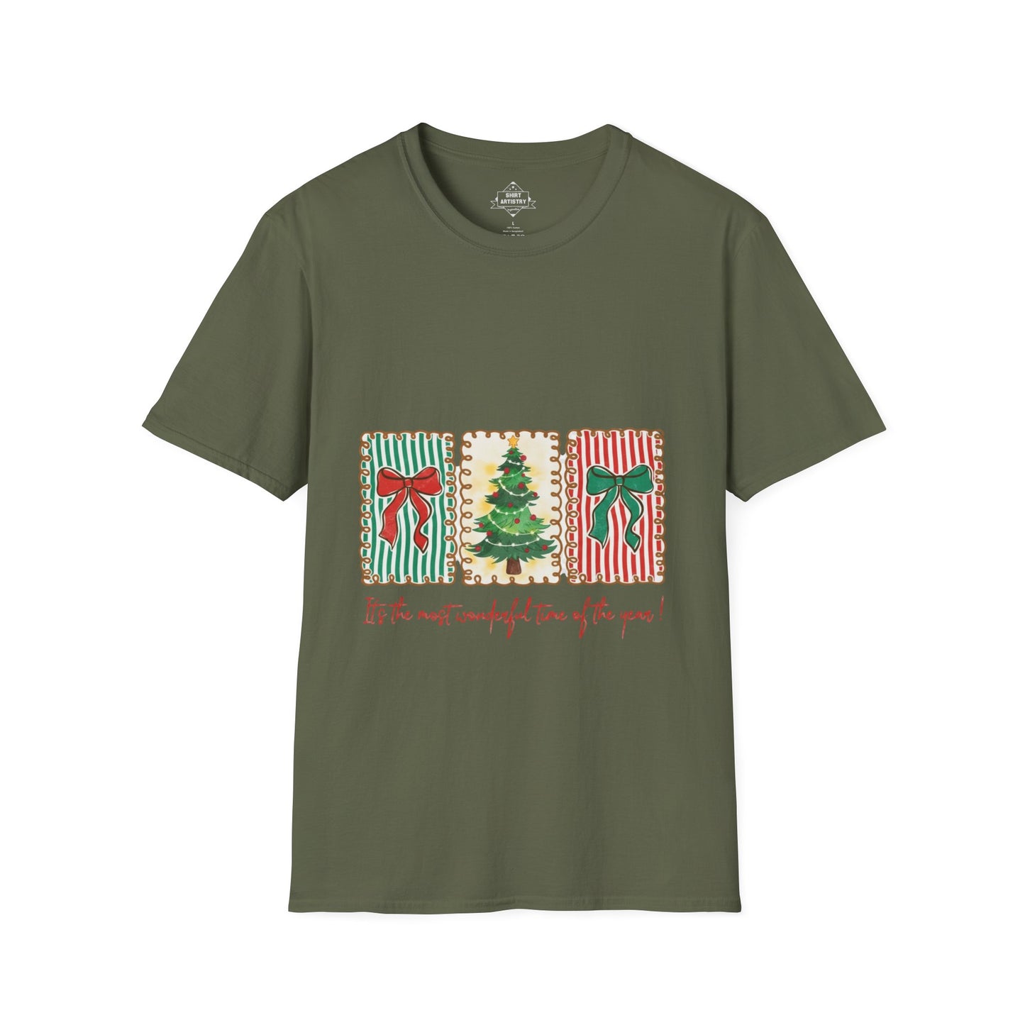 Festive Christmas Tree & Bow Design | It’s the Most Wonderful Time of the Year – Holiday Shirt, Mug, Tote & Home deco