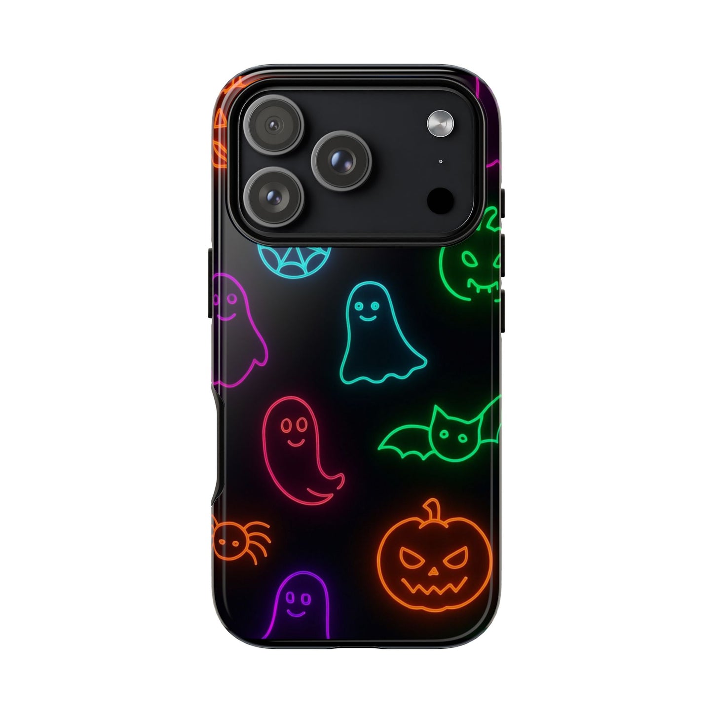 Neon Halloween Pattern | Cute Ghosts, Pumpkins & Bats Glow Design Phone Cases