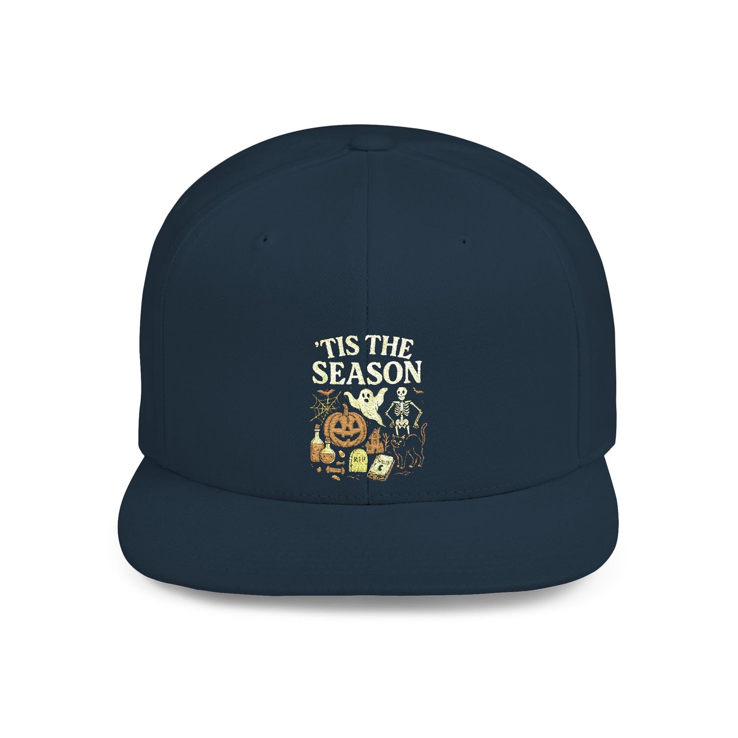 ‘Tis the Season Halloween  | Vintage Spooky Season Shirt with Ghost, Skeleton & Pumpkin | Retro Halloween Graphic Tee for Fall Snapback Cap