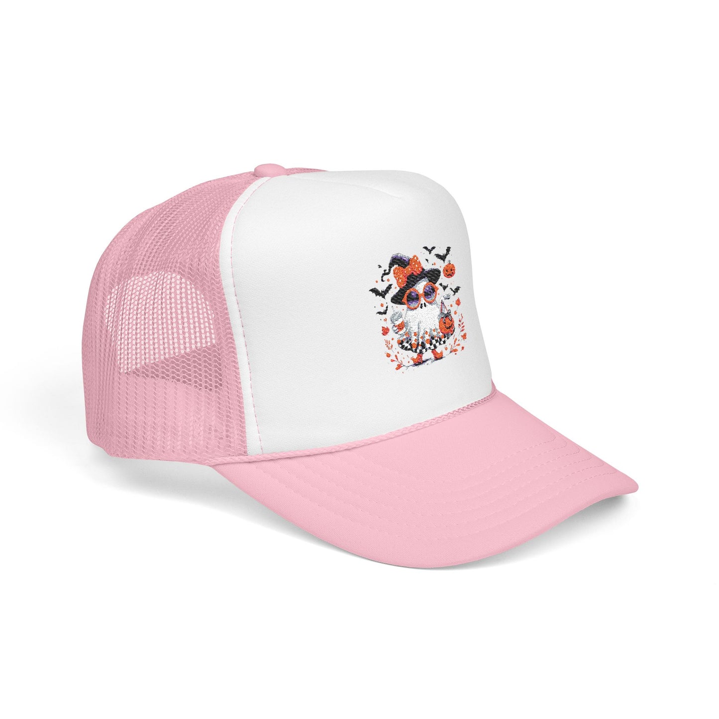 Cute Halloween Ghost  | Trendy Witch Ghost Outfit | Spooky Fall Shirt for Women | Pumpkin Aesthetic Halloween Apparel Gift Trucker Hat Embroidered