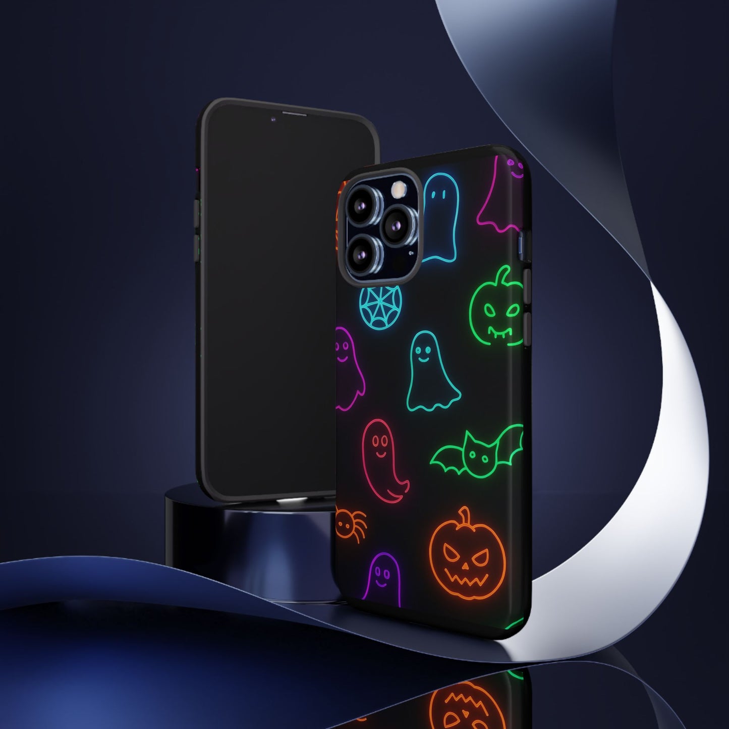 Neon Halloween Pattern | Cute Ghosts, Pumpkins & Bats Glow Design Phone Cases