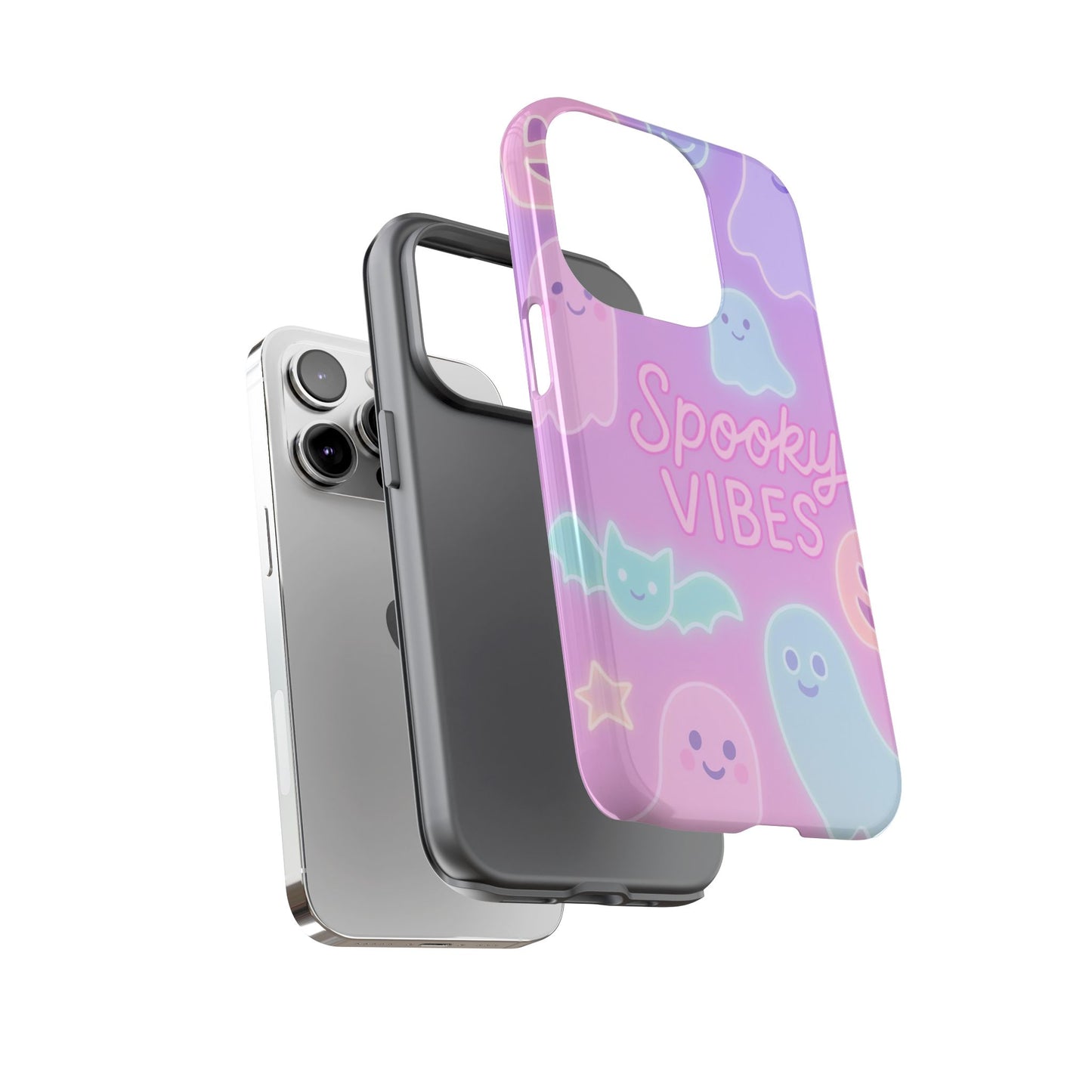 Spooky Vibes Pastel Halloween Design | Cute Ghosts, Pumpkins & Bats Aesthetic Phone Cases