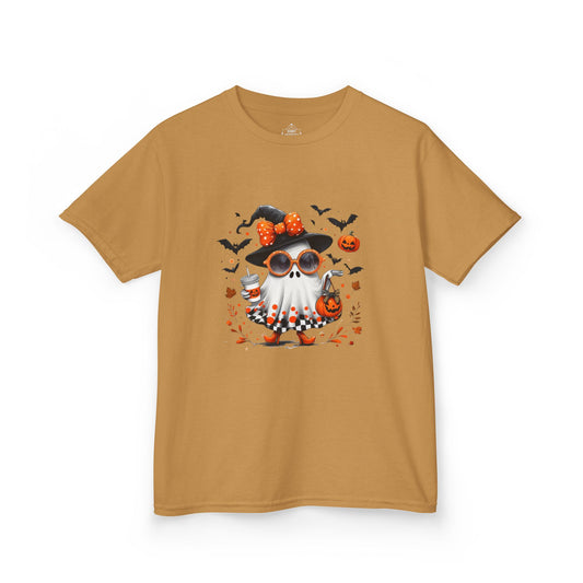 Cute Halloween Ghost T-Shirt | Trendy Witch Ghost Outfit | Spooky Fall Shirt for Women | Pumpkin Aesthetic Halloween Apparel Gift , Kids T-Shirts