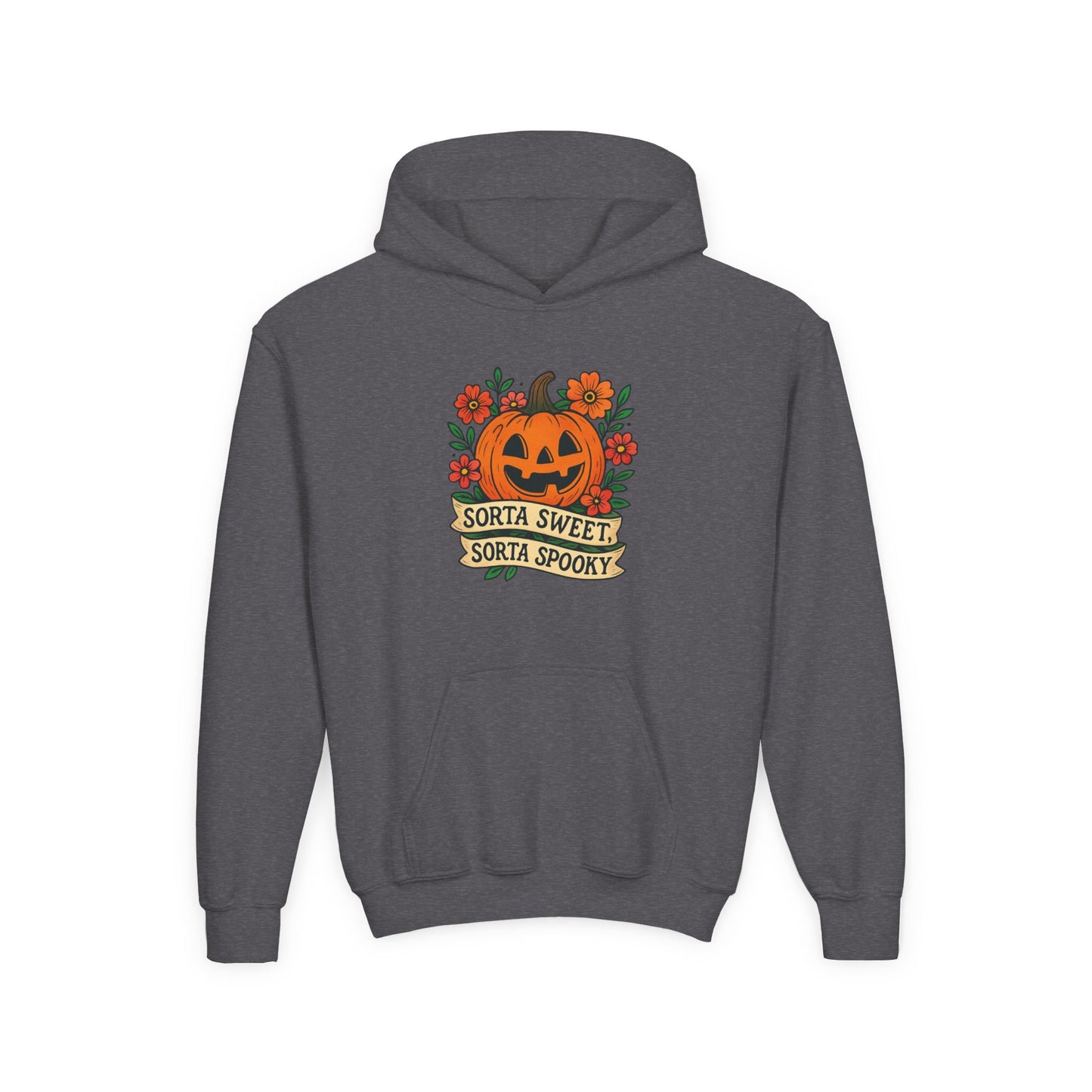 Cute Pumpkin Design – Sorta Sweet, Sorta Spooky Halloween Artwork Kids Hoodies