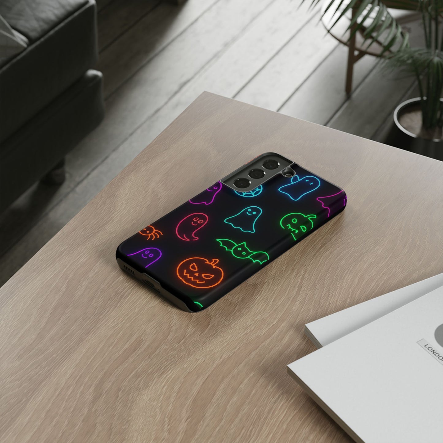 Neon Halloween Pattern | Cute Ghosts, Pumpkins & Bats Glow Design Phone Cases