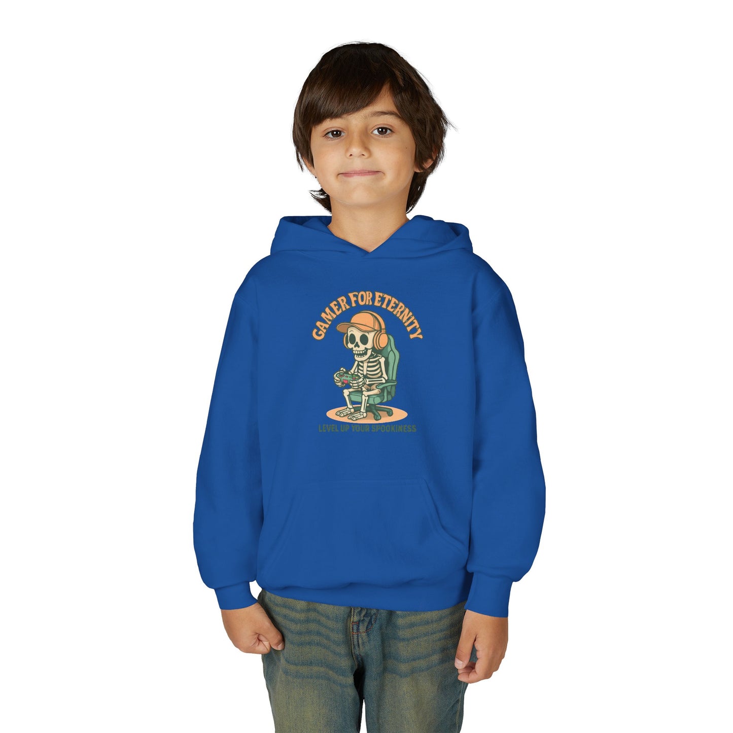 Cool Skeleton Gamer Youth Hoodie, Casual Streetwear, Perfect for Gamers, Halloween, Birthday, and Everyday Wear, Kids Hoodies