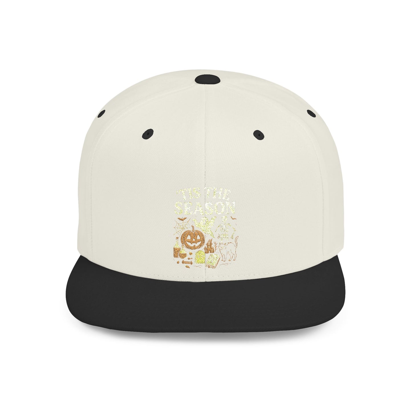 ‘Tis the Season Halloween  | Vintage Spooky Season Shirt with Ghost, Skeleton & Pumpkin | Retro Halloween Graphic Tee for Fall Snapback Cap