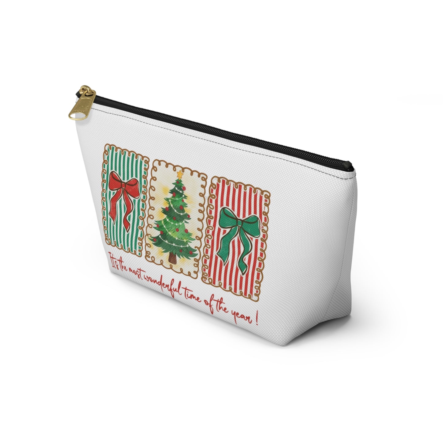Festive Christmas Tree & Bow Design | It’s the Most Wonderful Time of the Year – Holiday Shirt, Mug, Tote & Home Decor Zip Pouches