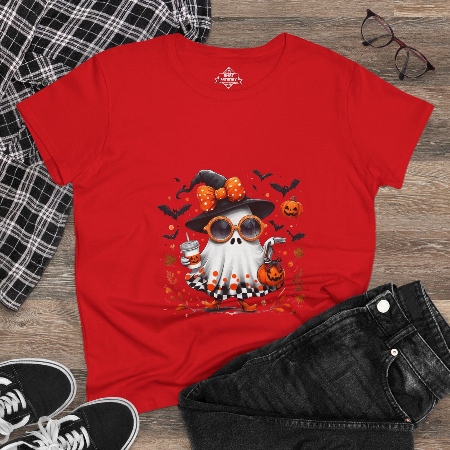 Trendy Halloween Ghost Tumbler Design | Cute Witch Ghost PNG | Spooky Season Sublimation Design for Shirts, Mugs & Decor