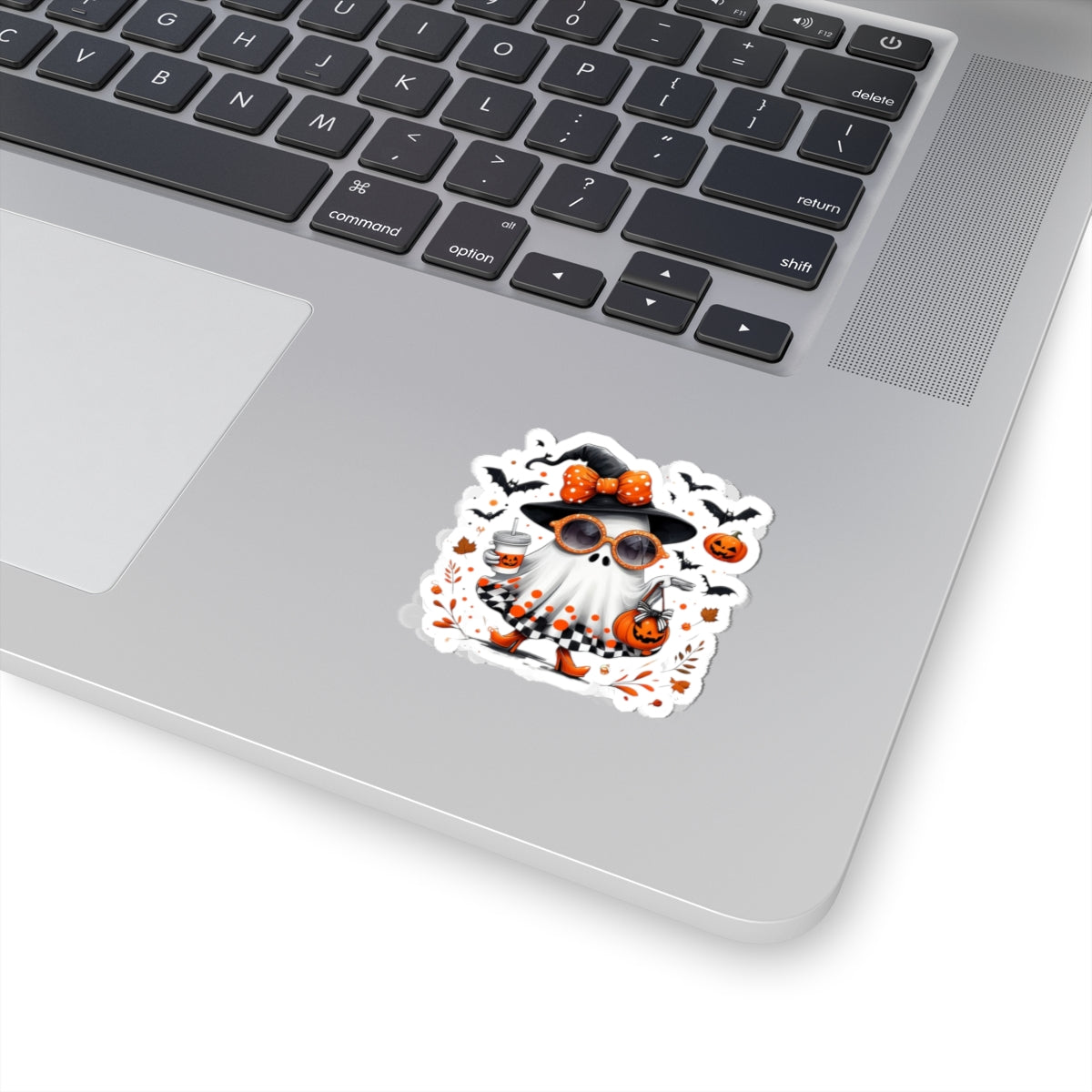 Trendy Halloween Ghost with Witch Sunglasses | Cute Spooky Chic Pumpkin Art Print | Fashion Ghost Fall Aesthetic Design  Stickers