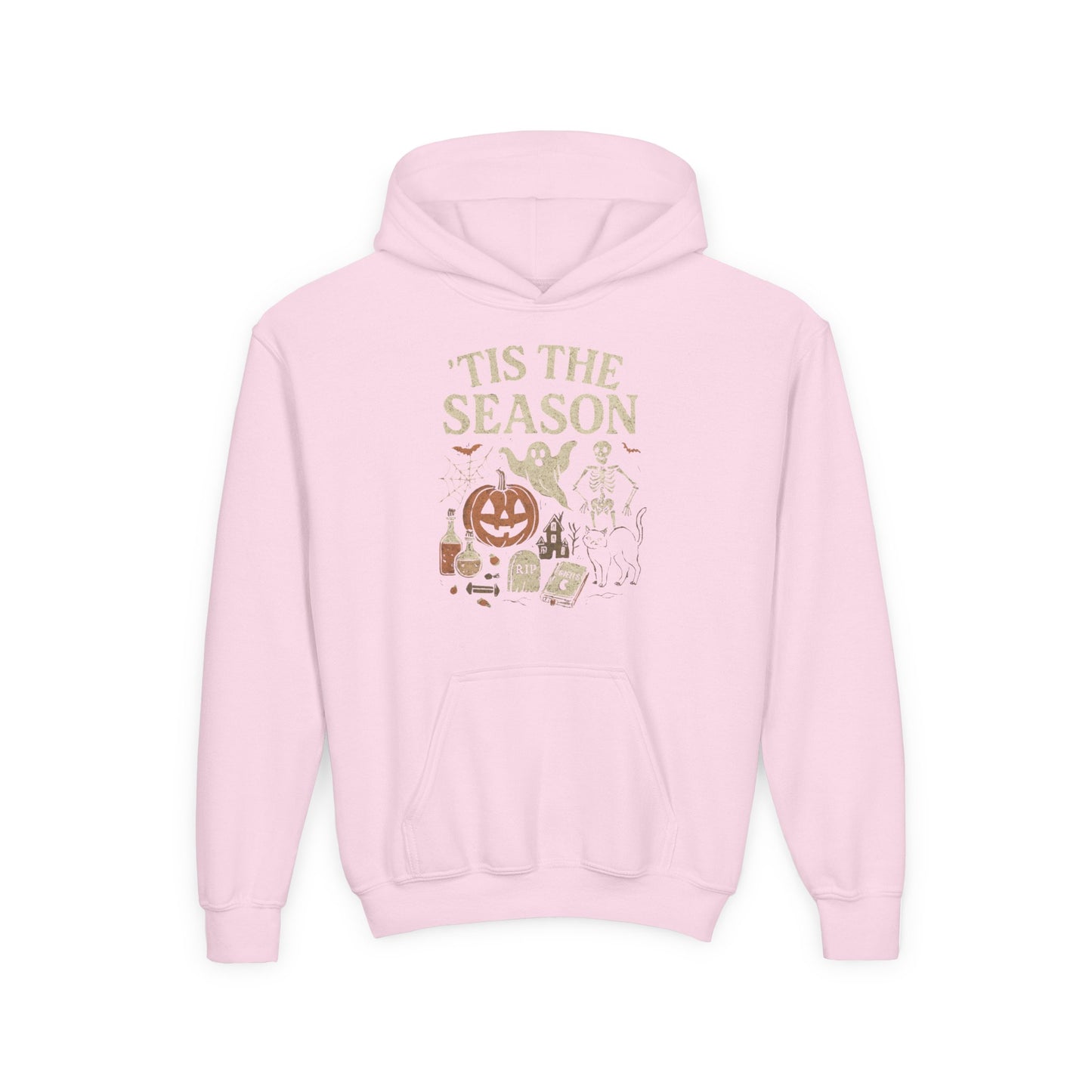 ‘Tis the Season Halloween  | Vintage Spooky Season Shirt with Ghost, Skeleton & Pumpkin | Retro Halloween Graphic Tee for Fall Kids Hoodie