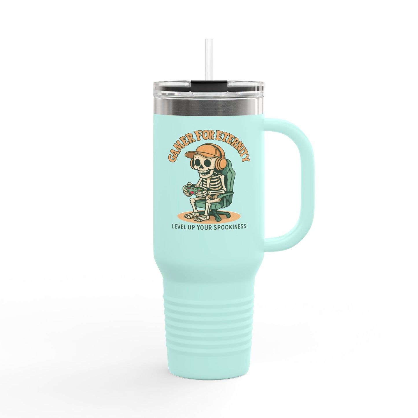 Insulated Travel Mug, Halloween Skeleton Design, 40oz, Perfect for On-the-Go, Party Beverage Container, Spooky Vibes, Travel Mug