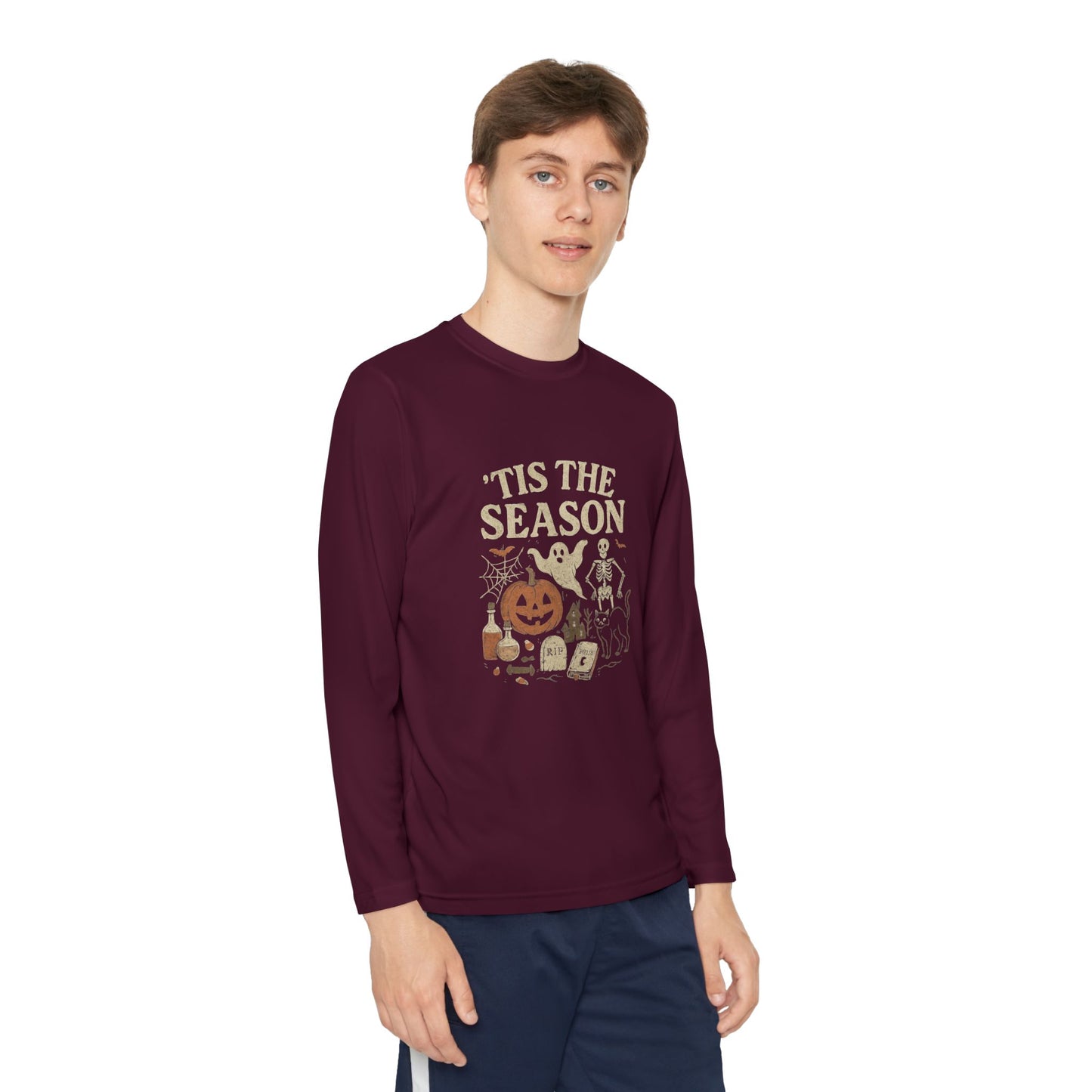 ‘Tis the Season Halloween  | Vintage Spooky Season Shirt with Ghost, Skeleton & Pumpkin | Retro Halloween Graphic Tee for Fall