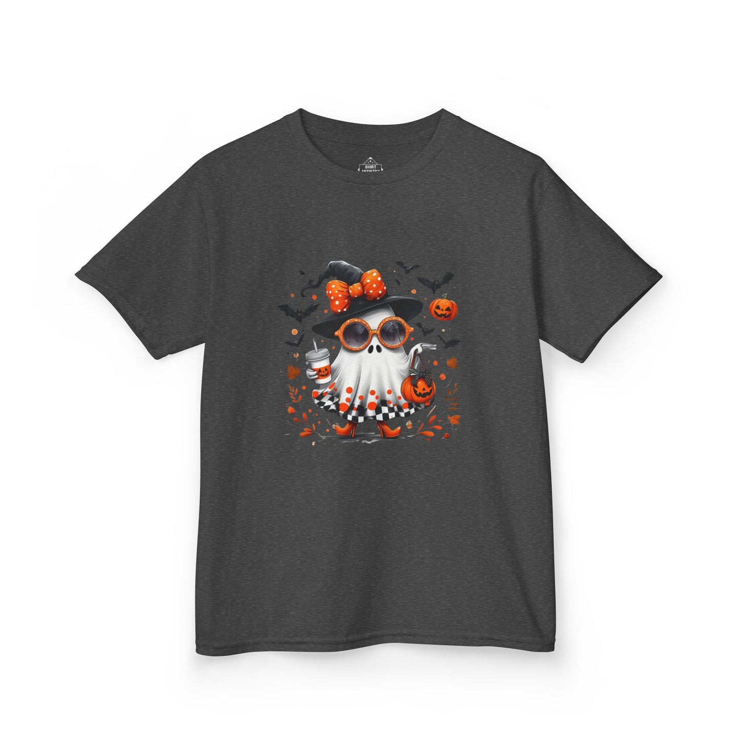 Cute Halloween Ghost T-Shirt | Trendy Witch Ghost Outfit | Spooky Fall Shirt for Women | Pumpkin Aesthetic Halloween Apparel Gift , Kids T-Shirts