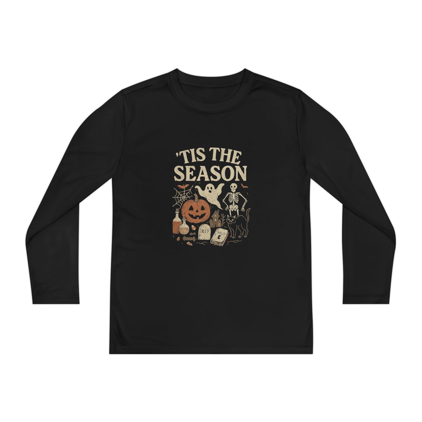 ‘Tis the Season Halloween  | Vintage Spooky Season Shirt with Ghost, Skeleton & Pumpkin | Retro Halloween Graphic Tee for Fall