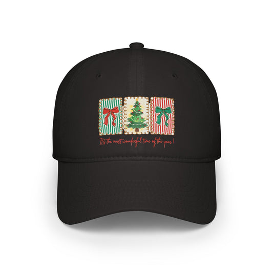 Festive Christmas Tree & Bow Design | It’s the Most Wonderful Time of the Year – Holiday Shirt, Mug, Tote & Home Decor Baseball Caps