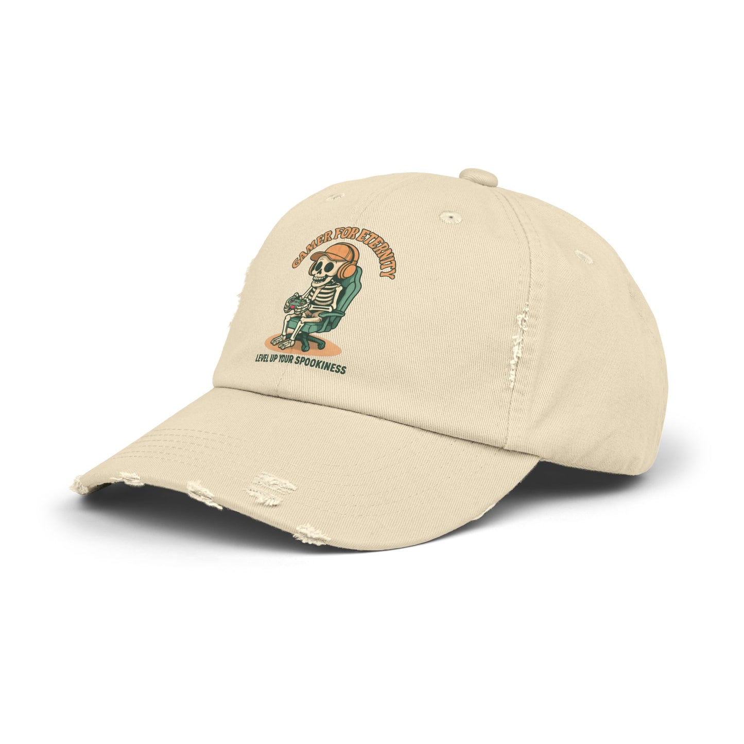 Unisex Distressed Cap Featuring 'Cancer for Eternity' Design – Quirky, Casual Headwear for Everyday Wear, Gifts, Festivals, and More, Distressed cap