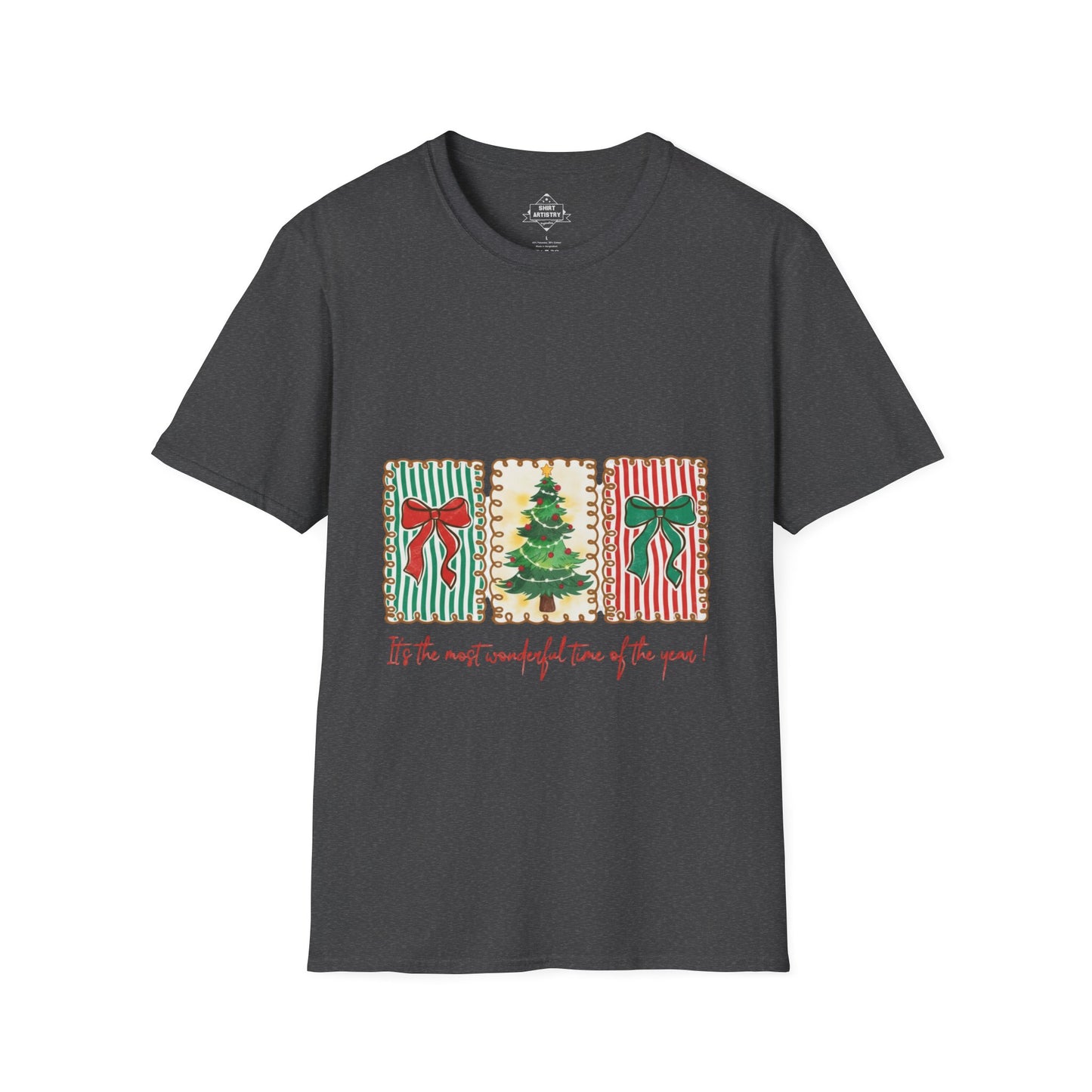 Festive Christmas Tree & Bow Design | It’s the Most Wonderful Time of the Year – Holiday Shirt, Mug, Tote & Home deco