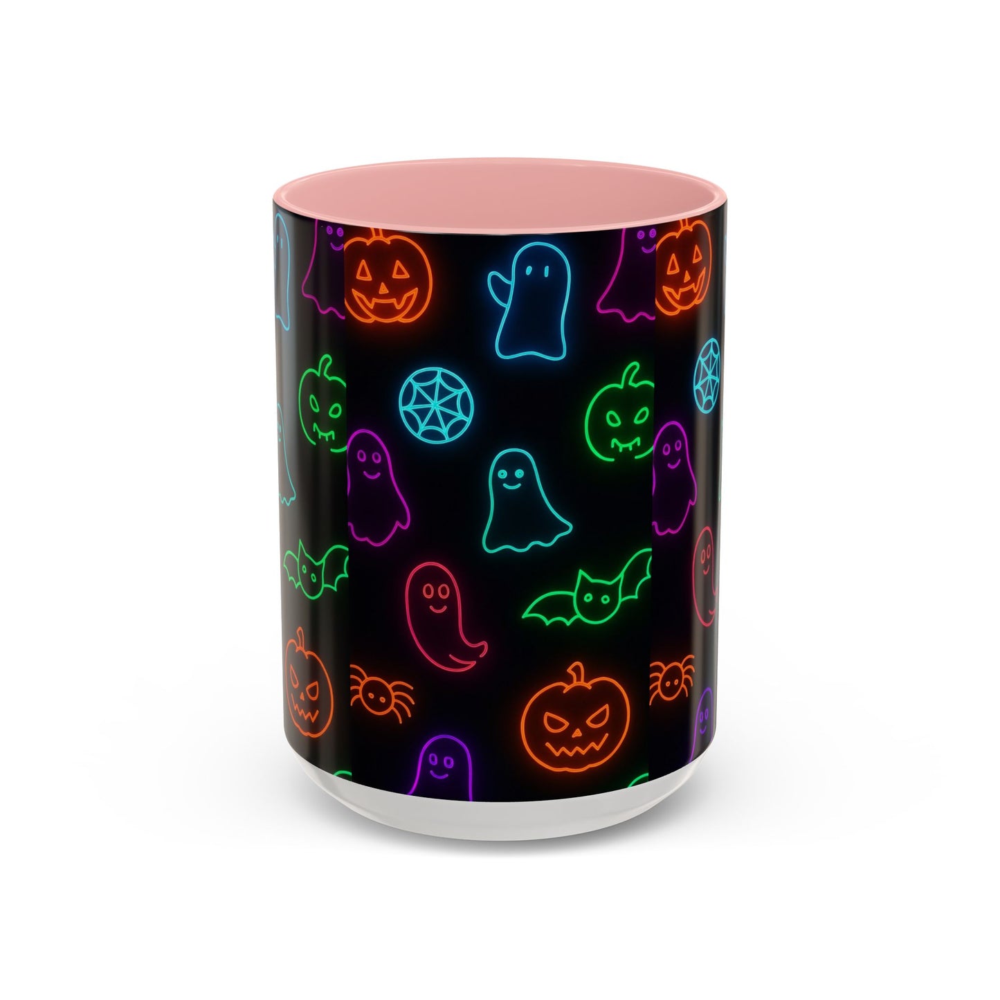 Neon Halloween Pattern | Cute Ghosts, Pumpkins & Bats Glow Design Accent Mug