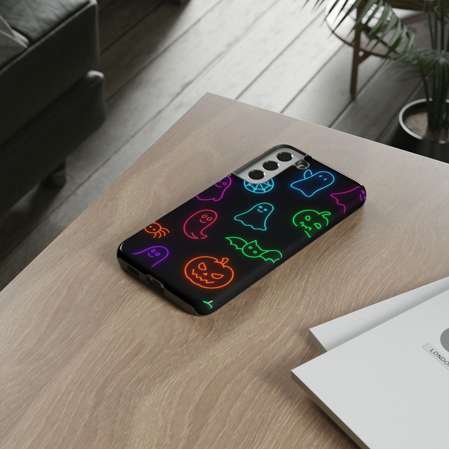 Neon Halloween Pattern | Cute Ghosts, Pumpkins & Bats Glow Design Phone Cases
