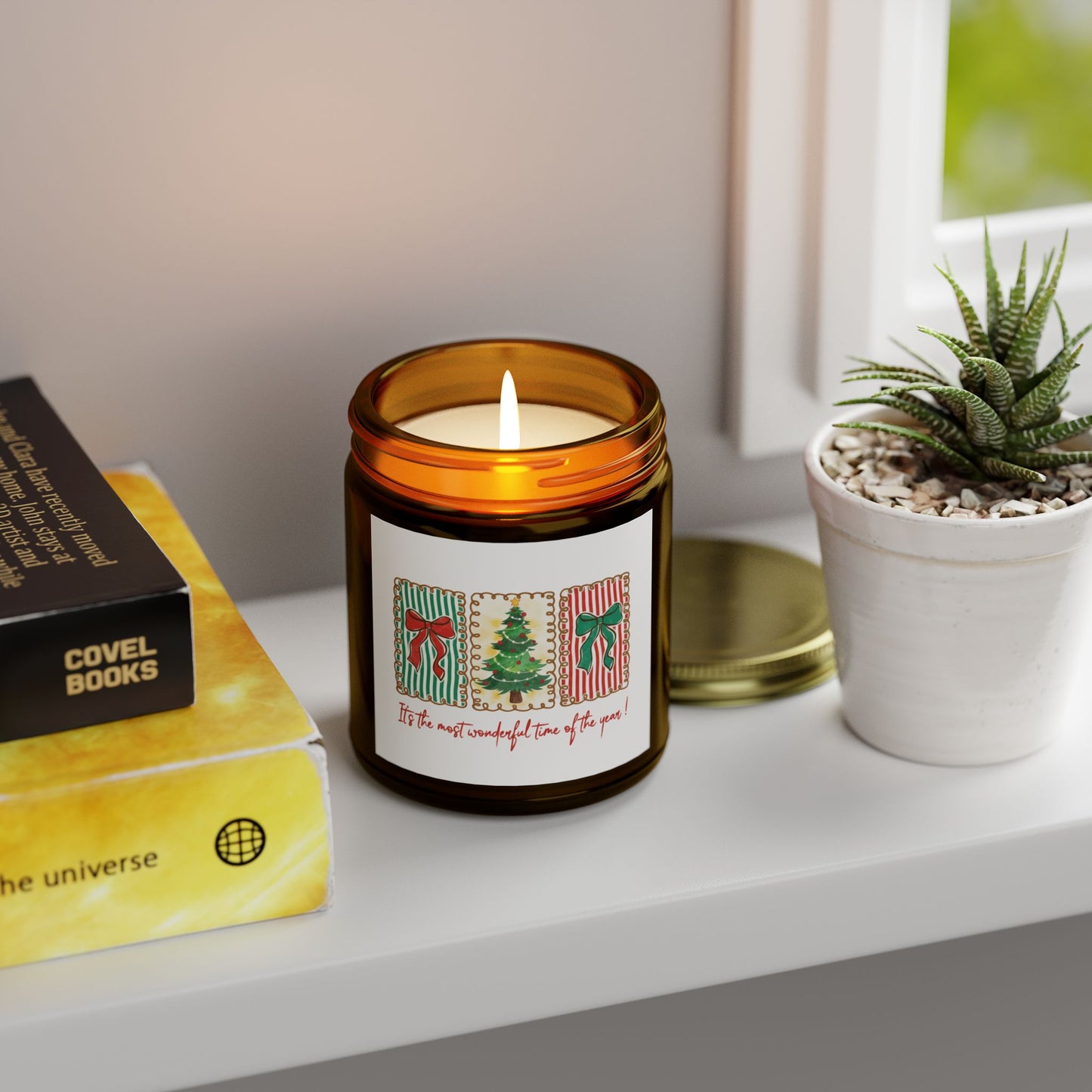 Festive Christmas Tree & Bow Design | It’s the Most Wonderful Time of the Year – Holiday Shirt, Mug, Tote & Home Decor Candle