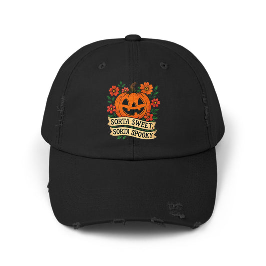Cute Pumpkin Design – Sorta Sweet, Sorta Spooky Halloween Artwork Distressed cap
