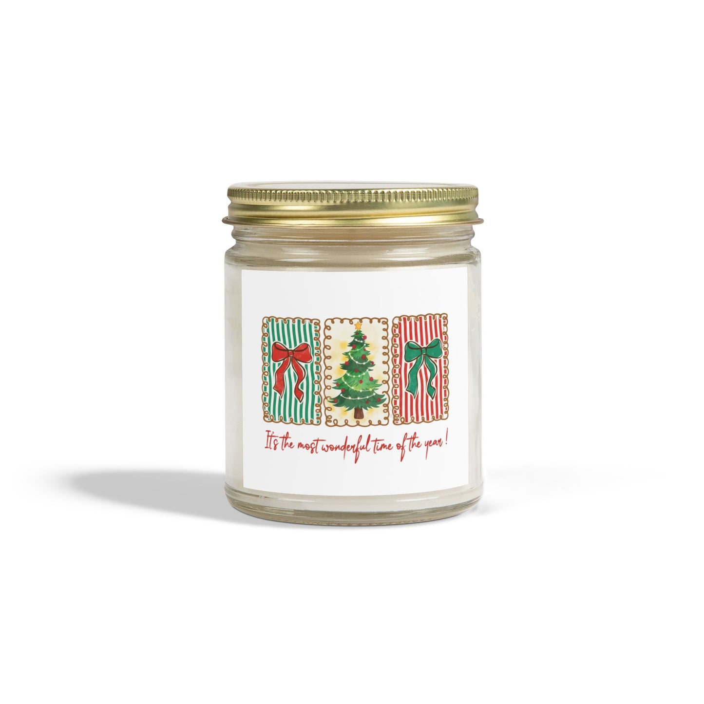 Festive Christmas Tree & Bow Design | It’s the Most Wonderful Time of the Year – Holiday Shirt, Mug, Tote & Home Decor Candle