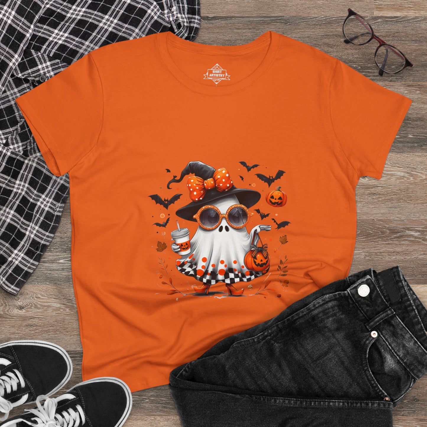 Trendy Halloween Ghost Tumbler Design | Cute Witch Ghost PNG | Spooky Season Sublimation Design for Shirts, Mugs & Decor