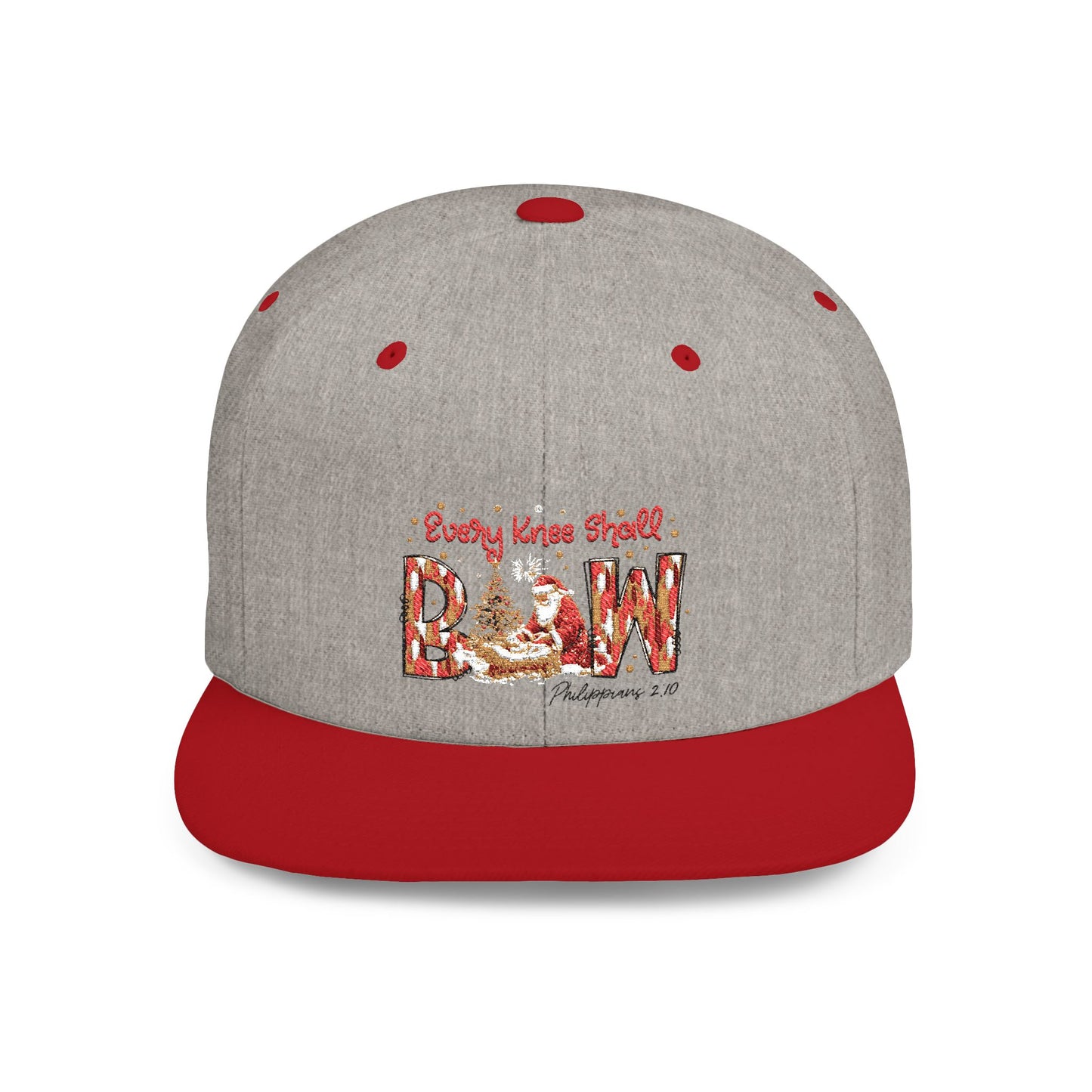 Every Knee Shall Bow Philippians 2:10 | Christian Christmas Design with Santa & Baby Jesus | Faith-Based Holiday Gift Snapback Cap