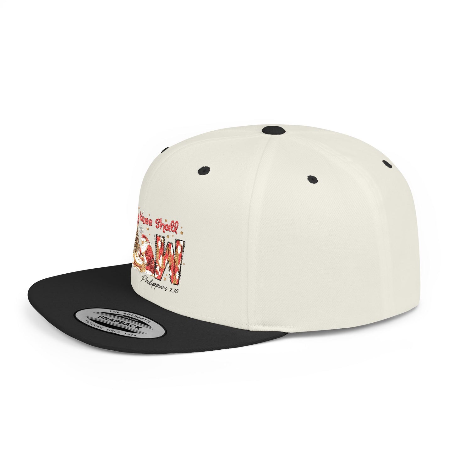 Every Knee Shall Bow Philippians 2:10 | Christian Christmas Design with Santa & Baby Jesus | Faith-Based Holiday Gift Snapback Cap