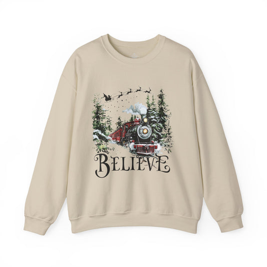 Believe Christmas Train, Vintage Holiday Locomotive Design, Santa Express, Festive Winter Wonderland Art, Christmas Magic Illustration