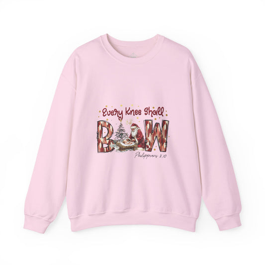 Every Knee Shall Bow Philippians 2:10 | Christian Christmas Design with Santa & Baby Jesus | Faith-Based Holiday Gift