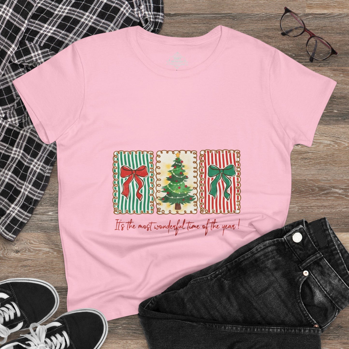 Festive Christmas Tree & Bow Design | It’s the Most Wonderful Time of the Year – Holiday Shirt, Mug, Tote & Home Decor