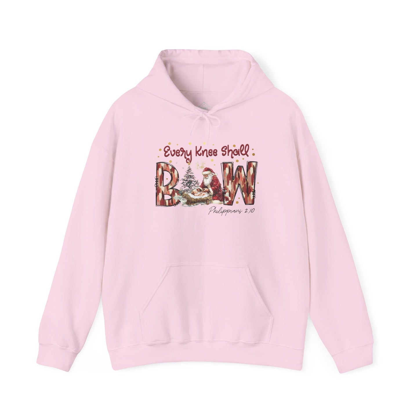 Every Knee Shall Bow Philippians 2:10 | Christian Christmas Design with Santa & Baby Jesus | Faith-Based Holiday Gift