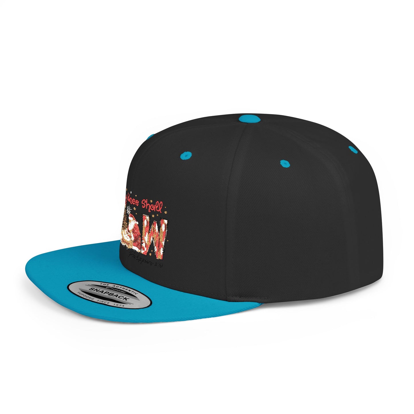 Every Knee Shall Bow Philippians 2:10 | Christian Christmas Design with Santa & Baby Jesus | Faith-Based Holiday Gift Snapback Cap