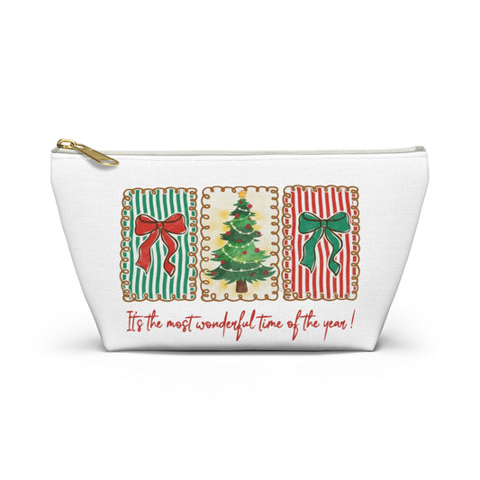 Festive Christmas Tree & Bow Design | It’s the Most Wonderful Time of the Year – Holiday Shirt, Mug, Tote & Home Decor Zip Pouches