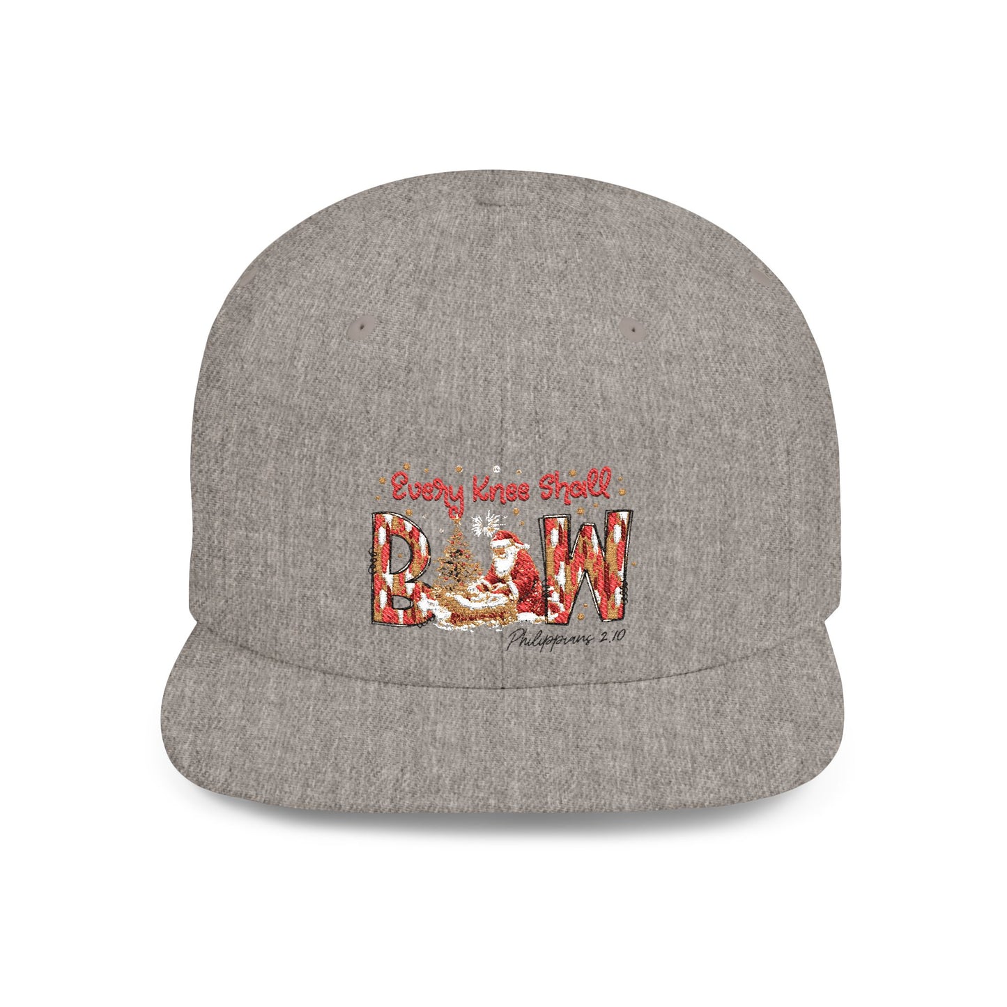 Every Knee Shall Bow Philippians 2:10 | Christian Christmas Design with Santa & Baby Jesus | Faith-Based Holiday Gift Snapback Cap