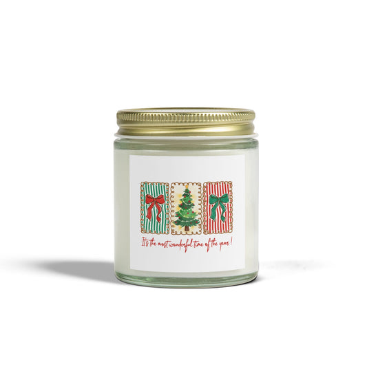 Festive Christmas Tree & Bow Design | It’s the Most Wonderful Time of the Year – Holiday Shirt, Mug, Tote & Home Decor Candle